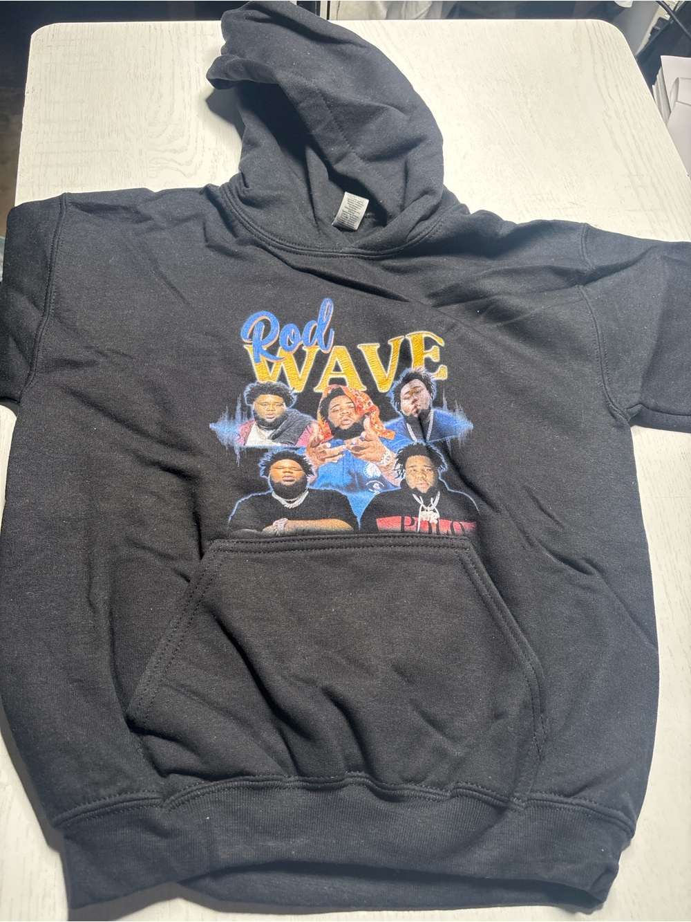 Gildan Black Kids Hoodie with Rod Wave Graphic